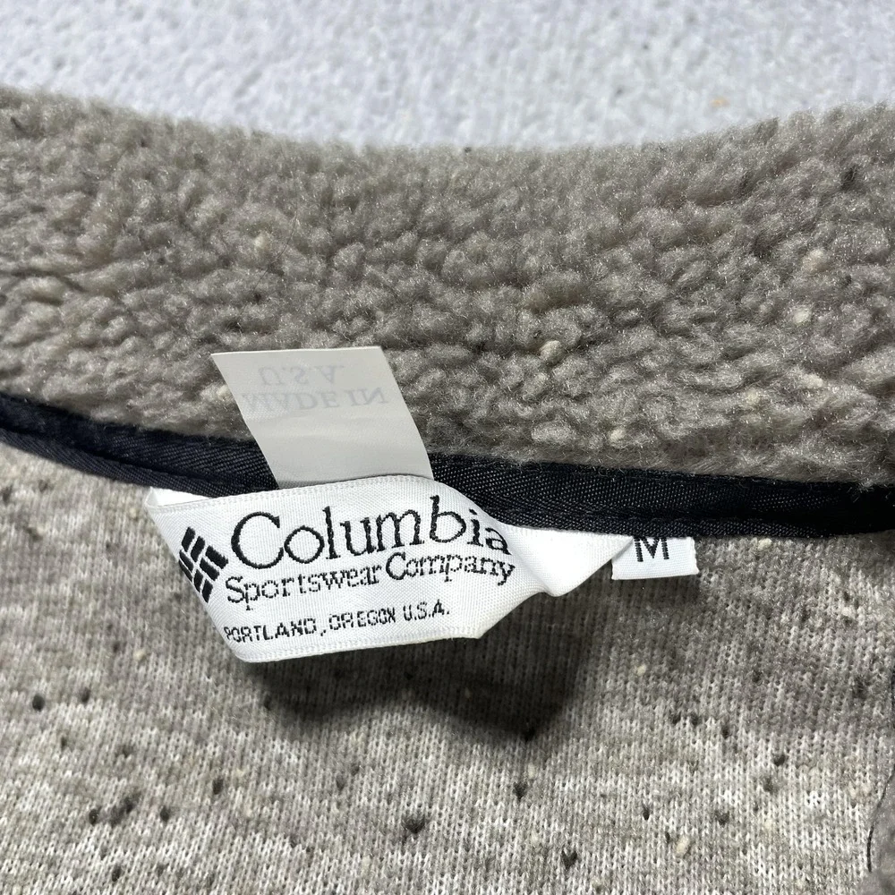 Vintage Columbia Jacket Mens Medium Brown‎ Sherpa Fleece 1/4 Zip Made In USA